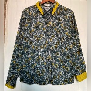 *3 for $20* Men’s Van Heusen collared shirt, green/yellow paisley, sz XXL.